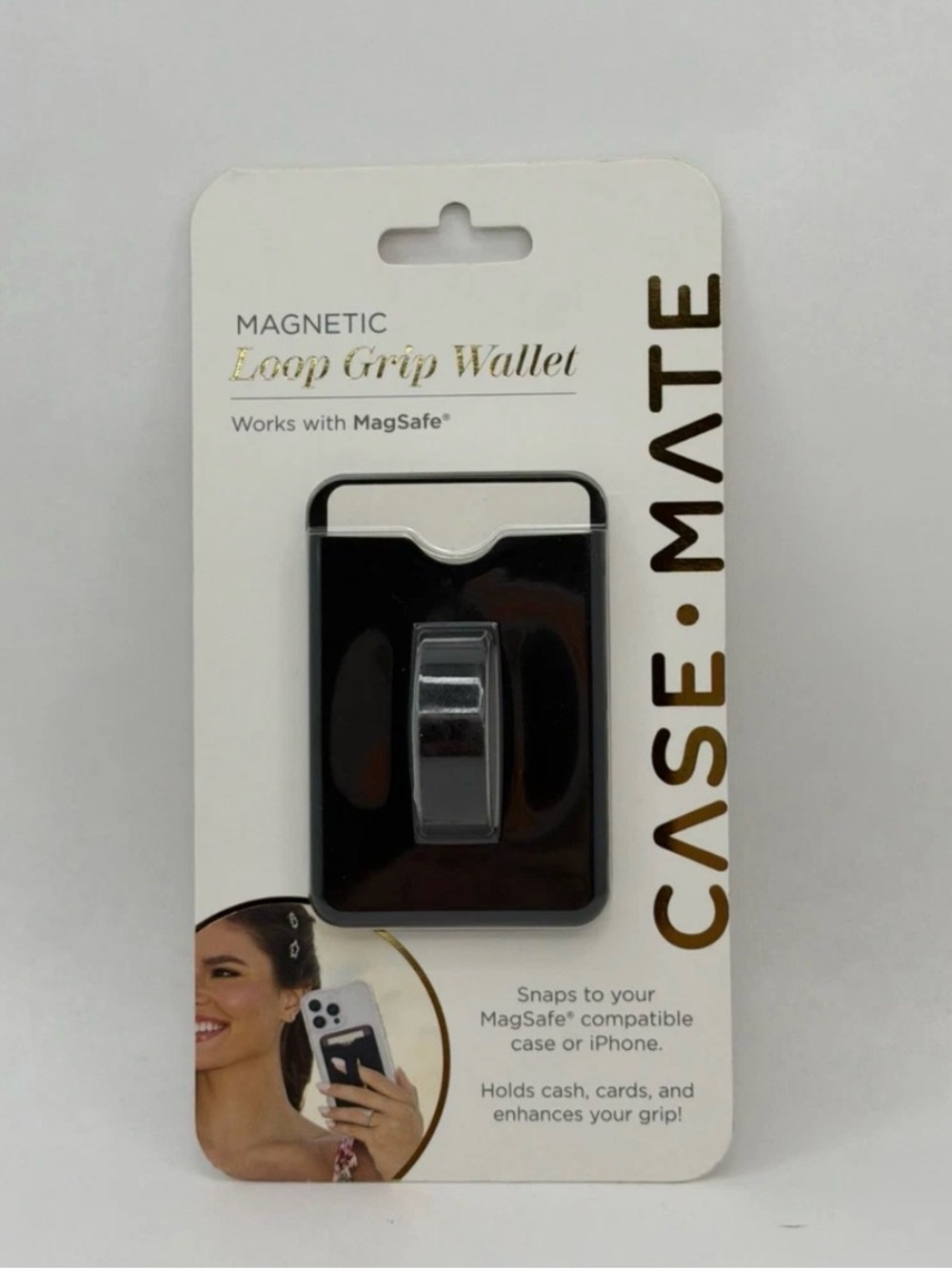 case-mate Magnetic Loop Grip Wallet - Black with Silver Loop